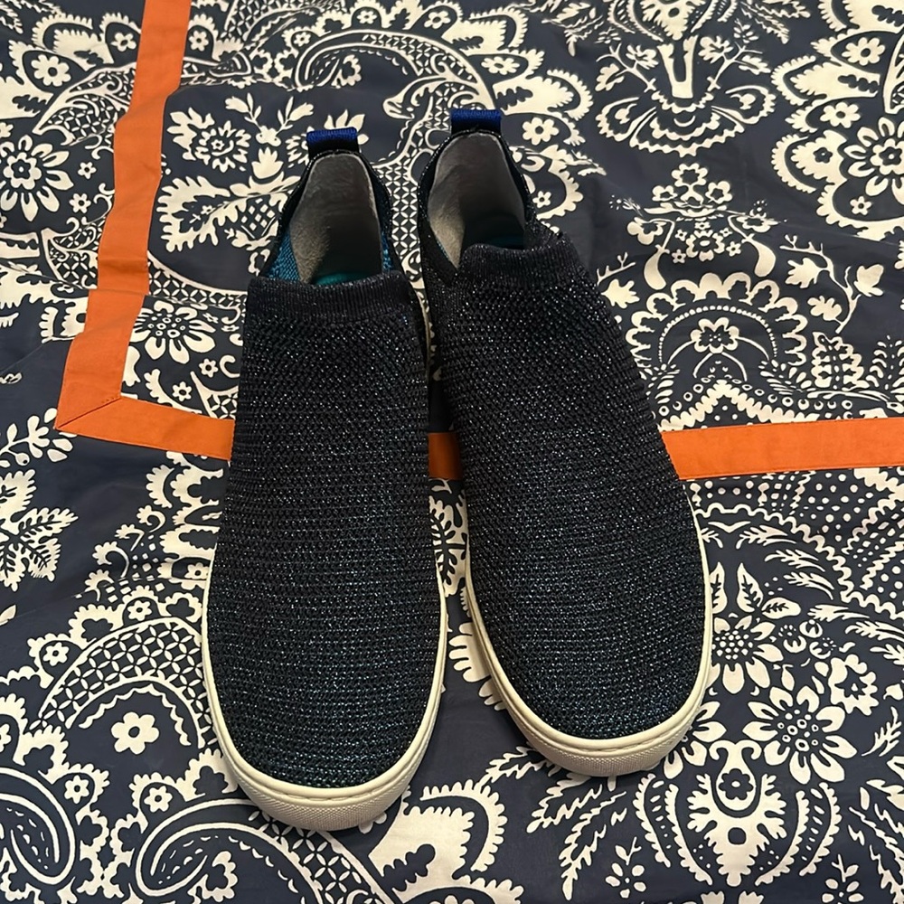Blue Rothy’s Bootie Sneaker Sparkle Blue Metallic
